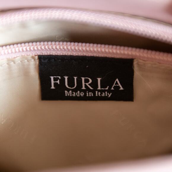 Furla Powder Baby Pink Mauve Lavender Shoulder Bag Leather Bucket Purse Vintage - Picture 10 of 15